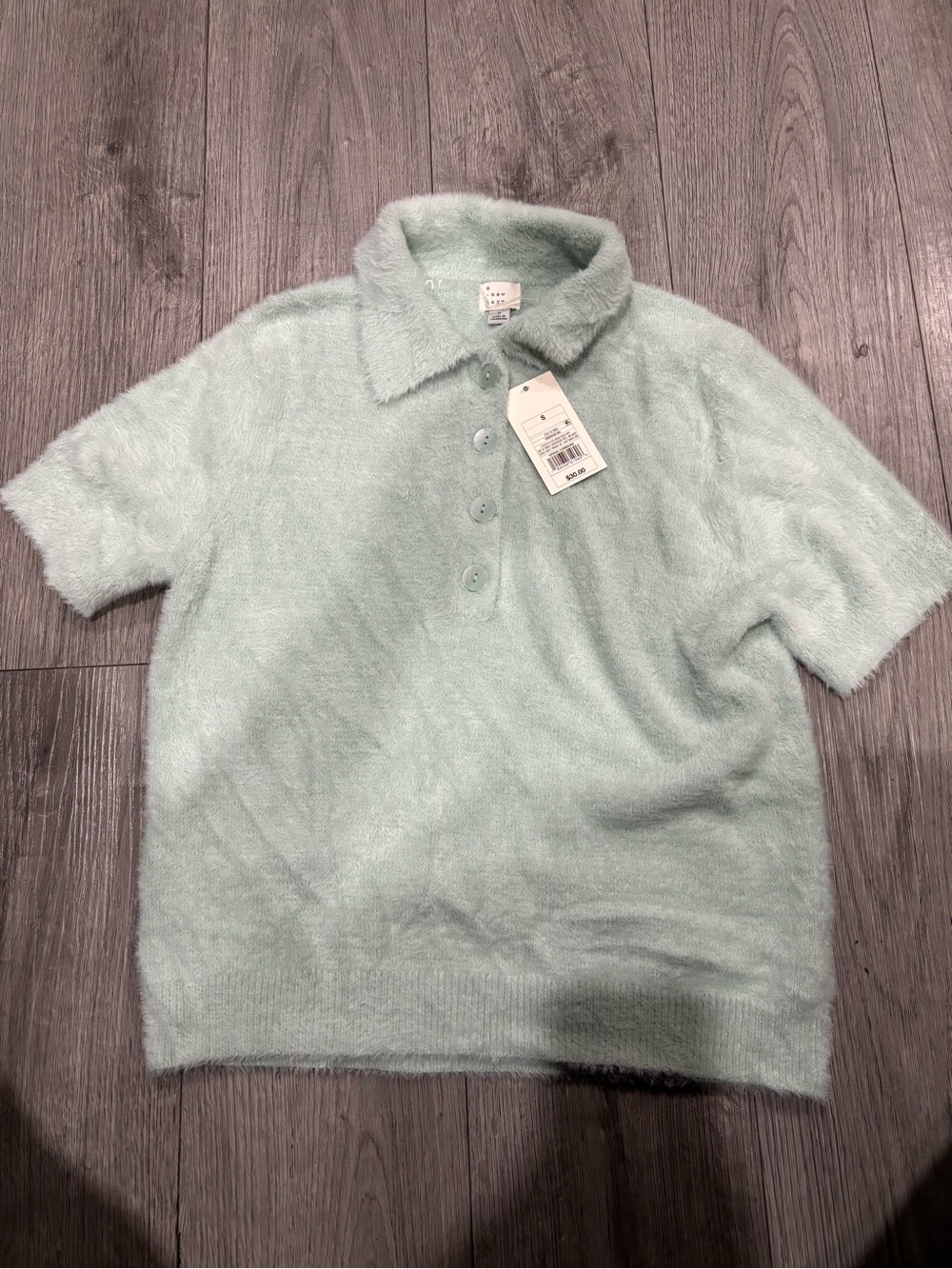 Target Mint Short-Sleeve Collared V-Neck Sweater